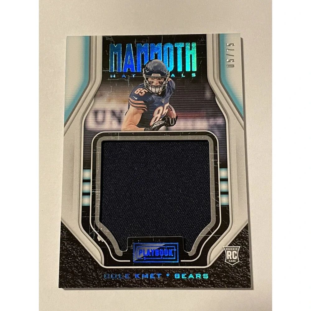 2020 Playbook Cole Kmet RC Rookie Card Patch Mammoth Materials /7 Chicago Bears
